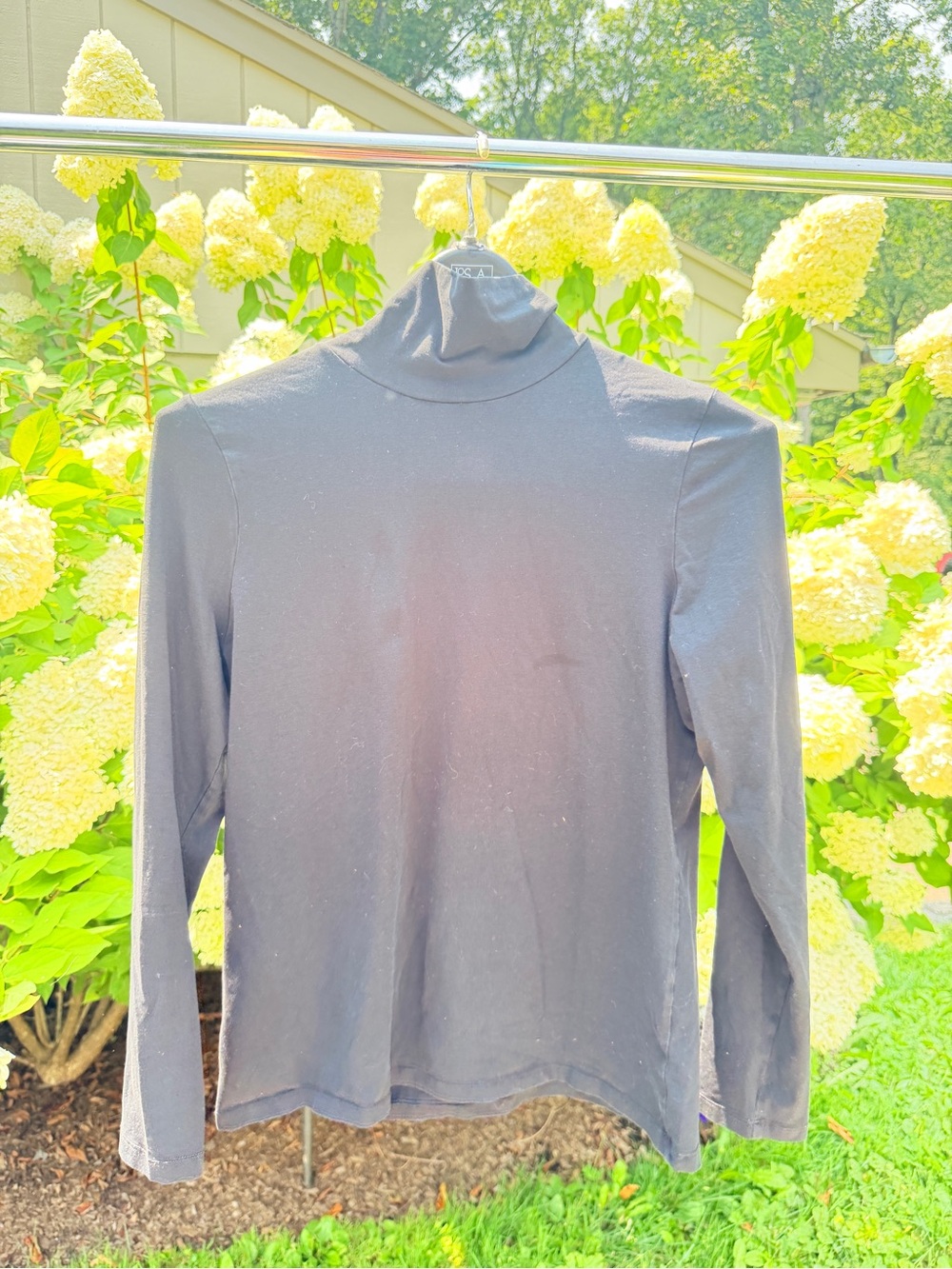 Lord & Taylor Black Long-Sleeve Turtleneck Top